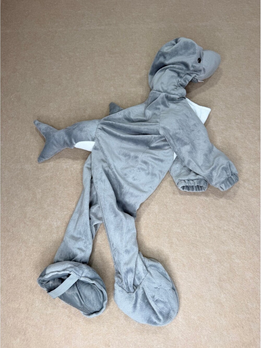 Kids shark costume plush hooded jumpsuit halloween cosplay dress up 18-24mo.